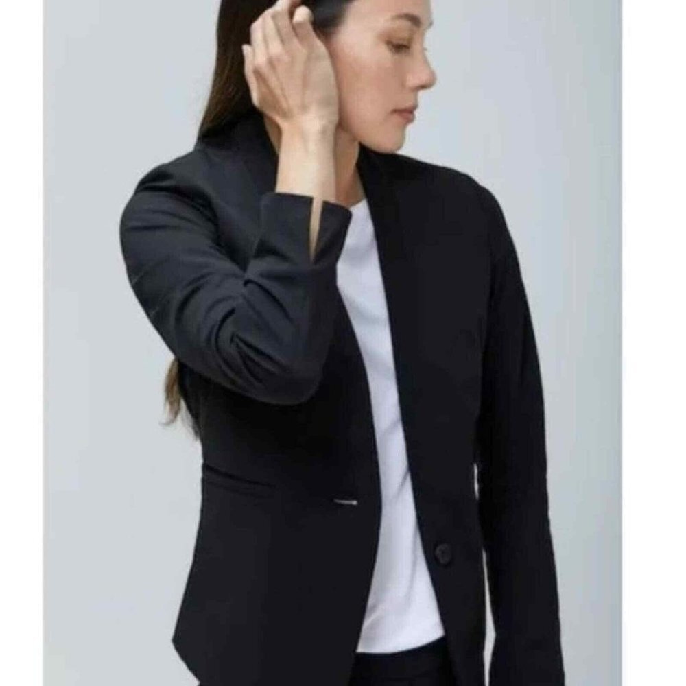Ministry of Supply Womens Kinetic Blazer in Black One Button Size 14